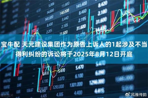 宝牛配 天元建设集团作为原告上诉人的1起涉及不当得利纠纷的诉讼将于2025年8月12日开庭
